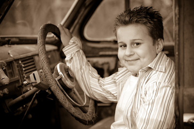 Old car in sepia