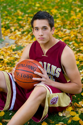 Marcus in his basketball uniform